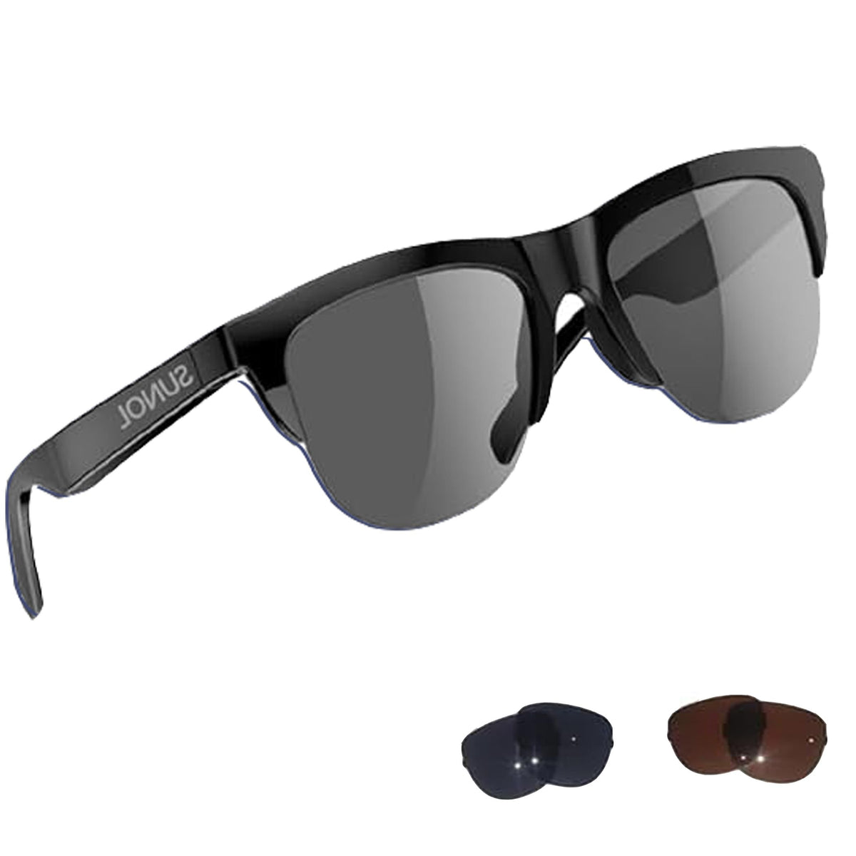 Smart Glasses Open Ear Bluetooth Sunglasses for Men Women 5.3 Bluetooth Smart Sunslasses Touch Control Music Calling with Replaceable UV Filtered Lenses Storage Case for Outdoor Running Cycling
