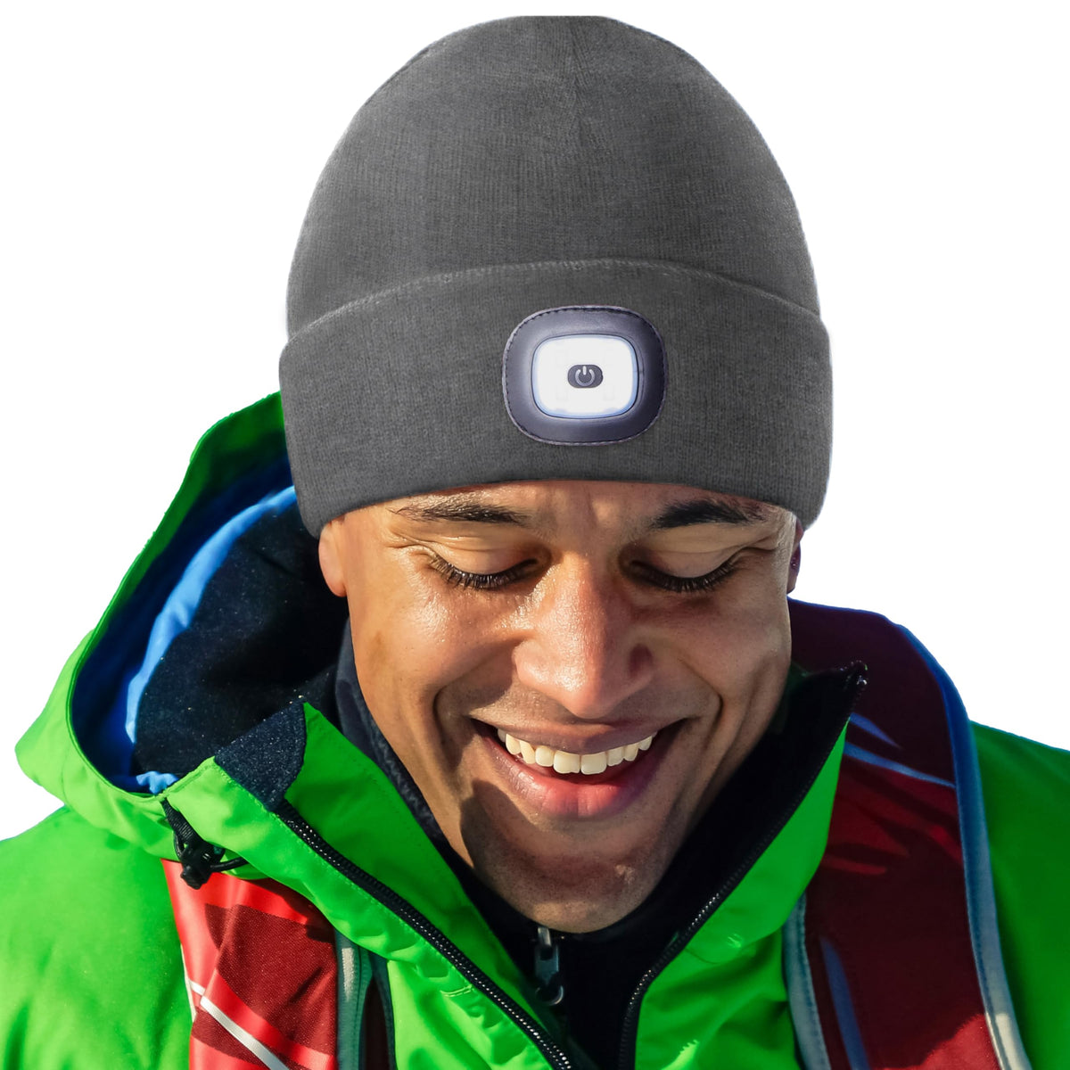 HEAD LIGHTZ Headlightz by Roq Innovation - Beanie with Light Unisex LED Beanie Hat with Light Built in Rechargeable Gray